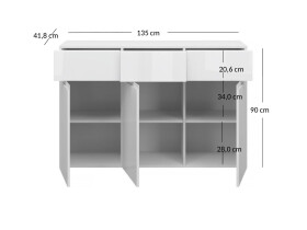 ARTEN (NANO Systems s.r.o.) Komoda YOLK-3D3S (Bílý lesk)