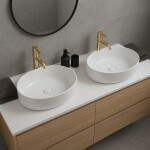 Erga Oval, umyvadlo na desku 550x400x140 mm, bílá lesklá, ERG-V03-OVAL55-WH
