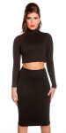 Sexy KouCla dlouhý rukáv crop top břicho zdarma black