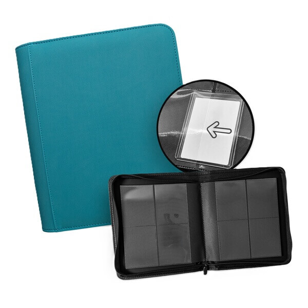 Album na Toploadery TCG Guru 4-Pocket Zip Binder - Xenon Turquoise