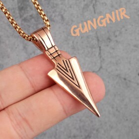 Pánský ocelový náhrdelník Ódinovo kopí GUNGNIR Rose Gold, Zlatá 60 cm