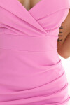 564-6 CALLIE Midi šaty s odhalenými rameny a výstřihem - Candy Pink UNI