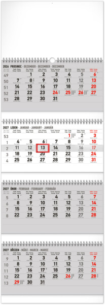 Nástěnný kalendář 2027 Notique 4měsíční skládací standard