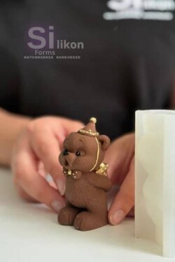 Dortisimo SilikonForms silikonová forma 3D Medvídek s dárkem sfoukávající svíčky