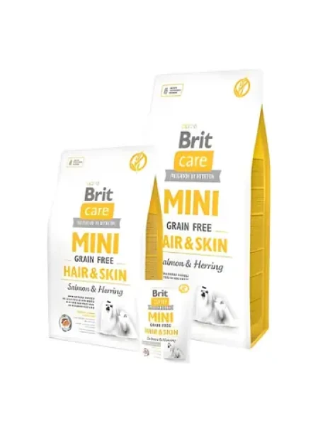 Brit Care Mini Grain Free Hair Skin 400 g / Kompletní krmivo pro psy / hypoalergenní / péče o srst a kůži