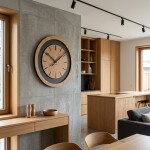 DumDekorace Nástěnné hodiny BLACK&amp;OAK XXL 75 cm dub s tichým mechanismem