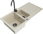 MEXEN - Andres granitový dřez s odkapávačem včetně baterie Telma, béžová 6515-69-670200-70