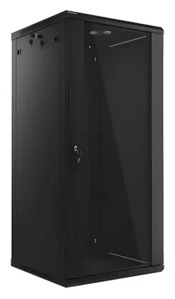 Lanberg WF01 černá / Nástěnný rozvaděč / 19" / 27U / 600x600 mm / skleněné dveře / nosnost 60 kg (WF01-6627-10B)