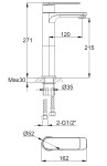 KOHLMAN - 1-otvorová umyvadlová baterie - vysoká verze QB170W