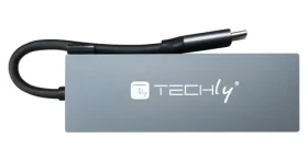 Techly IUSB32C-HUB4HPD šedá / USB-C hub / USB 3.2 Gen 2 / HDMI / 2x USB-A / kovové tělo (IUSB32C-HUB4HPD)