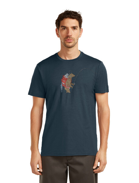 Pánské merino triko s krátkým rukávem ICEBREAKER Mens Merino 150 Tech Lite SS Tee Bear Catch, Abyss velikost: XXL