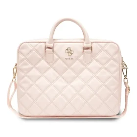 Guess PU Quilted 4G Metal Logo Computer Bag 15/16" růžová (57983117872)
