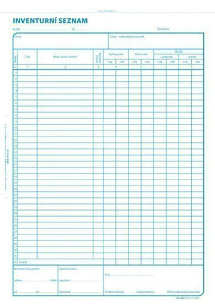 Inventurní seznam, A4, 100 listů
