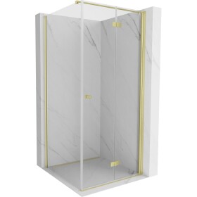 MEXEN/S - Mist-F sprchový kout skládací dveře pravá 85 x 85, transparent, zlato kartáčovaná 8A6T-085-085-55-00-P