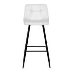 Židle barová, bílá látka, čtyřnohá kovová podnož, černý mat