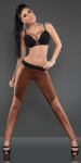 Sexy kalhoty s cvočky a zipy 21851 - KouCla černo-hnědá S