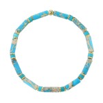 Luxusní pánský náramek Antonio Gold - tyrkys, jaspis a zlatý hematit, Tyrkysová 20 cm