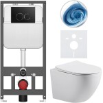 CERANO Kompletní WC set Basic/Cesso - bílá lesklá - WC tlačítko Dualo/Černá - závěsné - předstěnová instalace - 49x36 cm - 8050BD85978