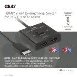 Club3D CSV-1384 černá / Switch HDMI / 2v1 obousměrný / 8K 60Hz / 4K 120Hz / HDMI 2.1 (CSV-1384)