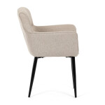 Židle jídelní, snadno čistitelná krémová látka, černý matný lak, kovové nohy