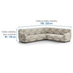 Bielastické potahy MARMO béžové rohová sedačka (š. 350 - 530 cm)