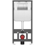 CERANO - Kompletní WC set Basic/Cesso - černá lesklá - WC tlačítko Maxio/Stříbrná - závěsné - předstěnová instalace - 49x36 CER-8050BD86313