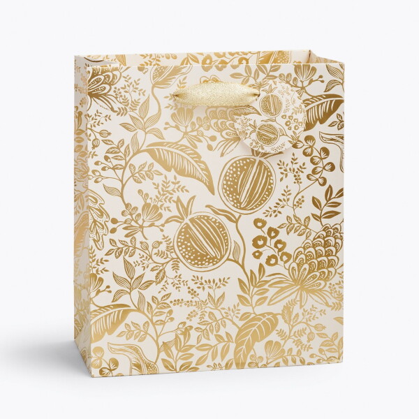 Rifle Paper Co. Dárková taška Pomegranate Medium, zlatá barva, papír