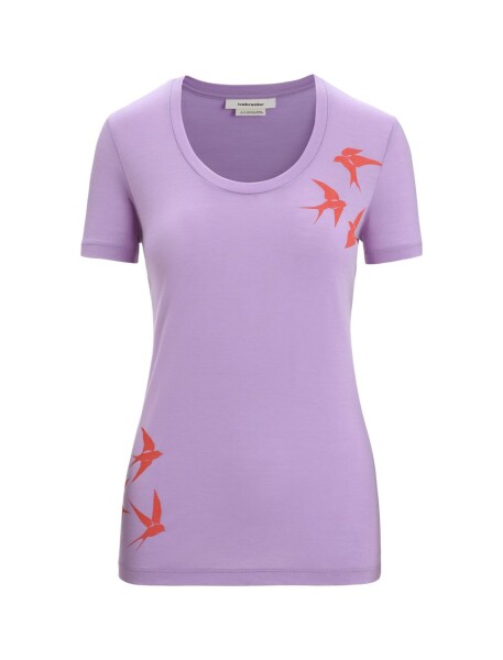 ICEBREAKER Wmns Tech Lite II SS Scoop Tee Swarming Shapes, Purple Gaze velikost: XS