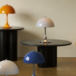 Louis Poulsen Přenosná lampa Panthella 250 Opal Bluegrey / Chrome, modrá barva, plast