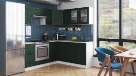 FRONTI Rohová kuchyňská linka ROTIZA CHOCO - Green