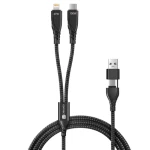 CONNECT IT Wirez 4in1 černá / Nabíjecí a datový kabel / 1x USB-C / 1x Lightning / 1.25 m / 100W / QC 3.0 (CCA-2310-BK)