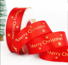 Cake star Vánoční stuha červená-Merry Christmas + vločka-25mm x 22m