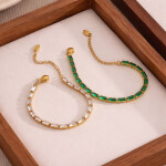 Náramek z chirurgické oceli Eugenia - tennis náramek, čiré zirkony, Zlatá 16 cm + 5 cm (prodloužení)