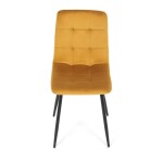 Židle jídelní, žlutá sametová látka, nohy černý kov
