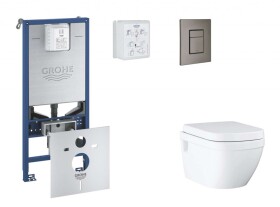 GROHE - Rapid SLX Set předstěnové instalace, klozetu, sedátka SoftClose a tlačítka Skate Cosmopolitan, kartáčovaný Hard Graphite SANI11BB5108