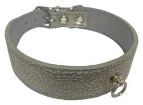 Huhubamboo Metal obojek titanový M / Obojek pro psy / 28 mm x 30-35 cm / Hovězí kůže (355465)