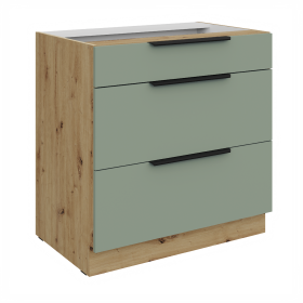 Spodní skříňka Aria 80 D 3S BB - Premium Box Barva korpusu: Dub artisan, Barva dvířek: SA - Aquamarine AFM