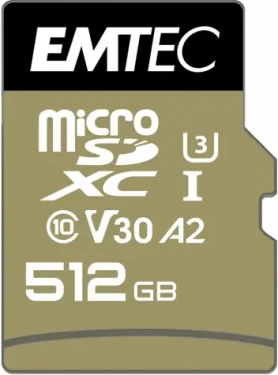 EMTEC SpeedIN Pro microSDXC 512GB + adaptér / Class 10 / UHS-I / U3 / A2 / V30 / čtení 95MBs / zápis 80MBs (ECMSDM512GXC10SP)