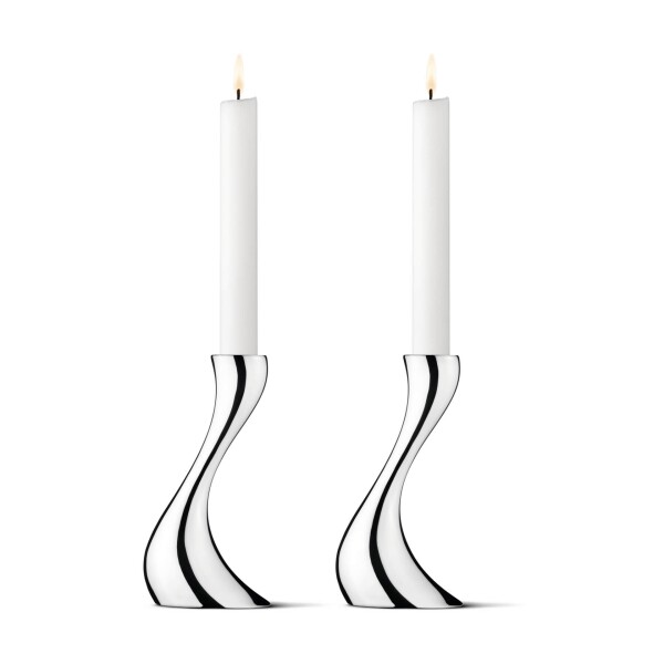 Georg Jensen Svícen Cobra Mirror 16 cm – set 2 ks, stříbrná barva, kov