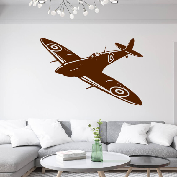 Samolepka Stíhačka Supermarine Spitfire Barva: hnědá, Velikost: 80 x 52 cm