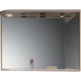 RAVAK - Praktik Zrcadlo s poličkou, integrovanými světly a zásuvkou M 780, 780 x 160 x 680 mm, zrcadlo pravé, bříza/bílá X000000161