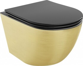 MEXEN - Lena Závěsná WC mísa včetně sedátka s slow-slim, duroplast, černá mat / zlatý vzor 30224077