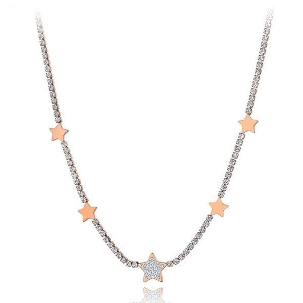 Ocelový choker náhrdelník Patricia Gold - hvězdy, Zlatá 38 cm + 5 cm (prodloužení)