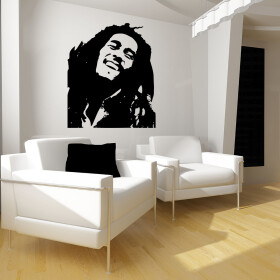 Samolepka Portrét Bob Marley Barva: černá, Velikost: 60 x 50 cm