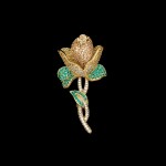 Luxusní brož Swarovski Elements Amalka - květina, Zlatá