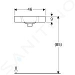 GEBERIT - iCon Rohové umývátko bez přepadu, 460 x330 mm, bílá 124729000