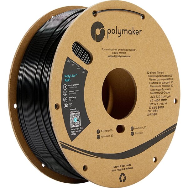 Polymaker PE01011 PolyLite vlákno pro 3D tiskárny ABS plast Bez zápachu 2.85 mm 1000 g černá 1 ks