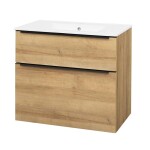 Mereo Mailo, koupelnová skříňka s keramickým umyvadlem 81 cm, dub Riviera, černé madlo CN521B