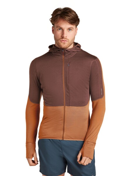ICEBREAKER M 200 Realfleece Descender LS Zip Hoodie, Carob/Dusty Clay velikost: XL