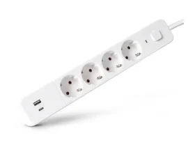 Entac 4-zásuvkový prodlužovací blok s USB bílá / Prodlužovací kabel / 4x 230V / 1x USB-A / 1x USB-C / 1,5 m / vypínač (ESES1.5G4-1.5-SW-1UA1UC)